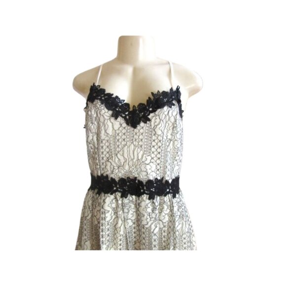 Anthropologie Eri + Ali Artemisa White/Black Lace Spaghetti Straps Dress MP - Picture 2 of 8